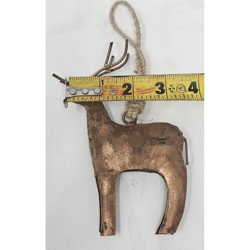 Handmade Rustic Metal Reindeer Bell Ornament Wall Hanging India Welded 5.5" - Picture 7 of 9
